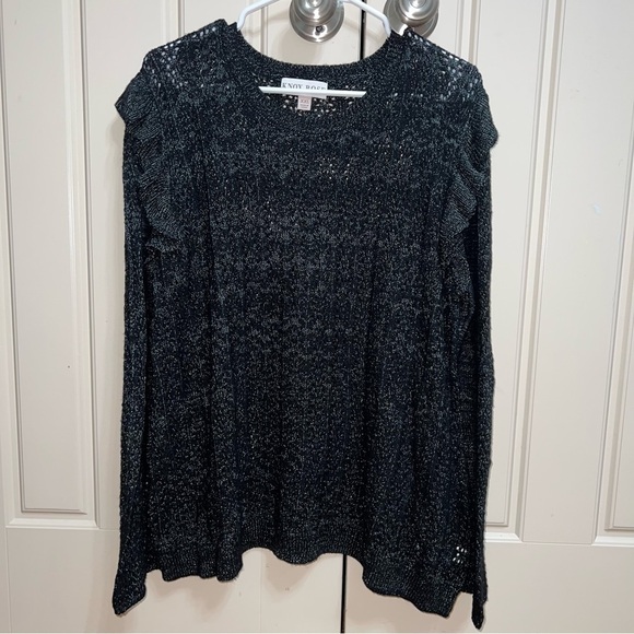 Know Rose Dark Green Ruffle Shoulder Cotton and Wool Blend Knit Sweater Size XXL - Picture 12 of 13